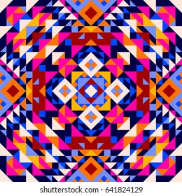 Ethnic geometric pattern, seamless background in traditional tribal folk style.