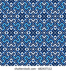 Ethnic geometric pattern, seamless background in traditional tribal folk style.