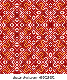 Ethnic geometric pattern, seamless background in traditional tribal folk style.