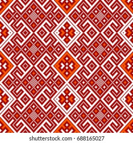 Ethnic geometric pattern, seamless background in traditional tribal folk style.