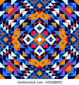 Ethnic geometric pattern, seamless background in traditional tribal folk style.