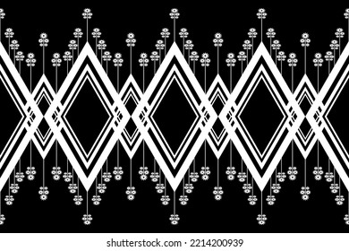 ethnic geometric pattern seamless black and white pattern For designing fabric patterns, wallpaper, carpets, illustrations