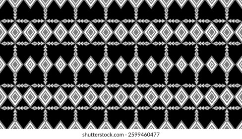 Ethnic geometric pattern seamless with black background for fabric wallpaper wrapping paper bedsheet curtain carpet scarf textile and decor.