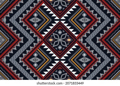 Ethnic geometric pattern seamless ikat aztec  flower color oriental. seamless pattern. Design for fabric, curtain, background, carpet, wallpaper, clothing, wrapping, Batik, fabric,Vector illustration.