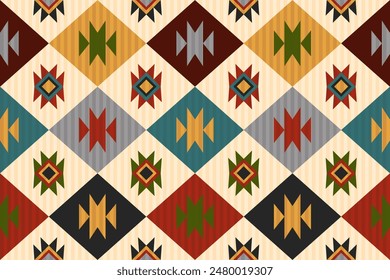 Ethnic geometric pattern, seamless pattern of the Navajo tribe. Native American ethnic. Seamless vector pattern ethnic, seamless Mexican rug, woven carpet. Folk embroidery, Bohemian, Aztec style.		