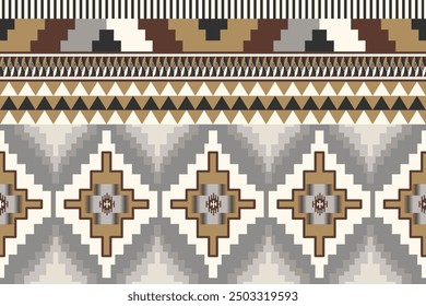 Geometrisches ethnisches Muster, nahtloses Muster des Navajo-Stammes. Indianer. Nahtloses Vektormuster, nahtloser mexikanischer Teppich, gewebter Teppich. Volksstickerei, böhmische, aztekische Art.	