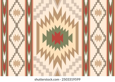 Geometrisches ethnisches Muster, nahtloses Muster des Navajo-Stammes. Indianer. Nahtloses Vektormuster, nahtloser mexikanischer Teppich, gewebter Teppich. Volksstickerei, böhmische, aztekische Art.	