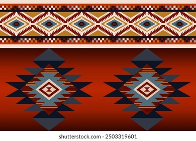 Ethnic geometric pattern, seamless pattern of the Navajo tribe. Native American ethnic. Seamless vector pattern ethnic, seamless Mexican rug, woven carpet. Folk embroidery, Bohemian, Aztec style.	