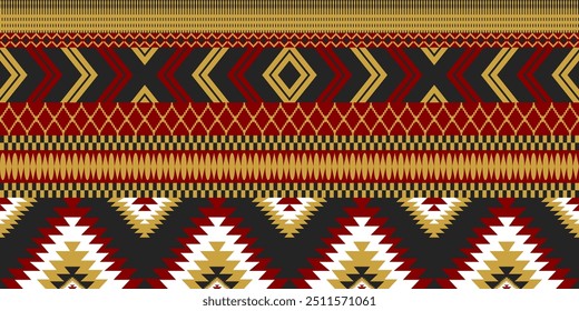 Patrón étnico geométrico, patrón sin fisuras de la tribu Navajo. Nativo americano. Patrón de Vector sin costuras, alfombra mexicana sin costuras, alfombra tejida. Bordado Folk, estilo bohemio, azteca.	