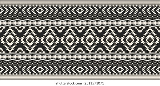 Geometrisches ethnisches Muster, nahtloses Muster des Navajo-Stammes. Indianer. Nahtloses Vektormuster, nahtloser mexikanischer Teppich, gewebter Teppich. Volksstickerei, böhmische, aztekische Art.	