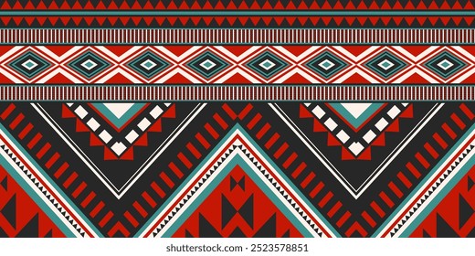 Padrão geométrico étnico, padrão contínuo da tribo navajo. Nativo americano étnico. Padrão de vetor sem emenda étnico, tapete mexicano sem emenda, tapete tecido. Bordado popular, Boêmio, estilo asteca.