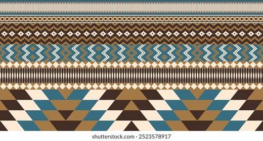 Patrón geométrico étnico, patrón sin fisuras de la tribu Navajo. Nativo americano étnico. Patrón de Vector sin costuras étnico, alfombra mexicana sin costuras, alfombra tejida. Bordado Folk, estilo bohemio, azteca.