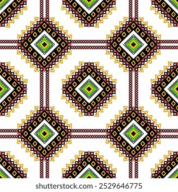 Ethnic geometric pattern, seamless pattern of Navajo tribe, Native American, ethnic seamless vector pattern, Mexican seamless rug, woven rug, embroidery.