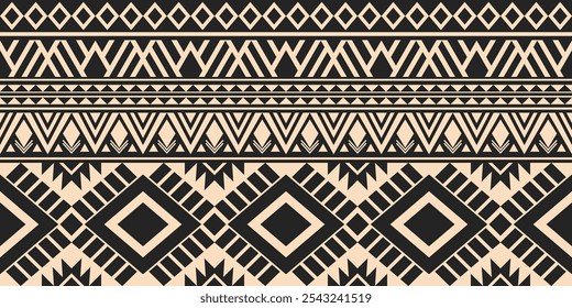 Ethnische geometrische Muster, nahtloses Muster des Navajo-Stammes. Indianervolk. Nahtloses Vektormuster ethnischer, nahtloser mexikanischer Teppich, gewebter Teppich. Volksstickerei, böhmische, aztekische Art.
