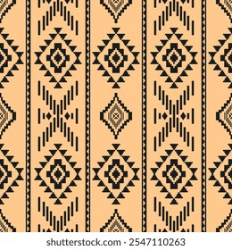 Ethnische geometrische Muster, nahtloses Muster des Navajo-Stammes. Indianervolk. Nahtloses Vektormuster ethnischer, nahtloser mexikanischer Teppich, gewebter Teppich. Volksstickerei, böhmische, aztekische Art.