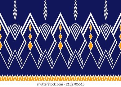 Ethnic geometric pattern traditional blue Design for background,carpet,rug,wallpaper,clothing,wrapping,batik,fabric,sarong,vector illustration embroidery style,tapestry,striped