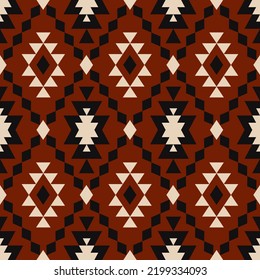 Ethnic geometric pattern. Vector southwest aztec geometric shape diamond grid seamless pattern background. Use for ethnic fabric, textile, interior decoration elements, upholstery, wrapping.