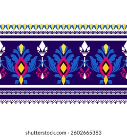 Ethnic geometric patterns, Native American tribal fabric, floral fabric, rugs, doormats, cards, scrapbooks. Seamless vector illustration of abstract background with ornaments on white background.