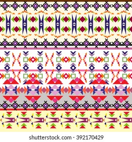  Ethnic geometric print. Colorful repeating background texture. Fabric, cloth design, wallpaper