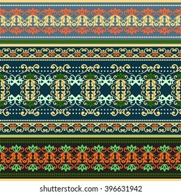  Ethnic geometric print. Colorful repeating background texture. Fabric, cloth design, wallpaper