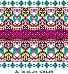  Ethnic geometric print. Colorful repeating background texture. Fabric, cloth design, wallpaper