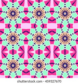  Ethnic geometric print. Colorful repeating background texture. Fabric, cloth design, wallpaper