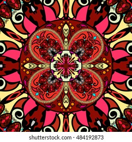  Ethnic geometric print. Colorful repeating background texture. Fabric, cloth design, wallpaper