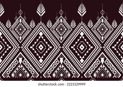 Ethnic geometric print pattern design Aztec repeating background texture in black and white. Fabric, cloth design, wallpaper, wrapping