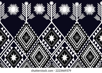 Ethnic geometric print pattern design Aztec repeating background texture in black and white. Fabric, cloth design, wallpaper, wrapping, cover, print.