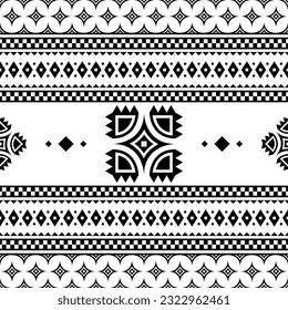 Ethnic geometric print. Traditional seamless abstract pattern. Aztec Navajo tribal style. Black and white colors. Design for textile, fabric, clothing, curtain, rug, ornament, background.