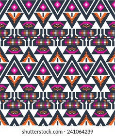 Ethnic geometric seamless colorful pattern