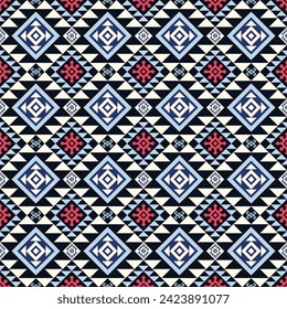 Ethnic Geometric Seamless Design.Ethnic Pattern in tribal, folk embroidery abstract art colorful. ornament print. Ethnic Geometric Seamless Design for wallpaper,carpet, clothing, fashion, fabric.