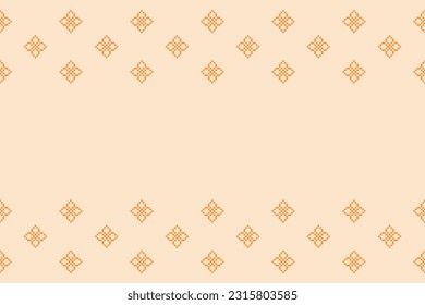 Ethnic geometric seamless fabric pattern Cross Stitch.Ikat embroidery oriental Pixel pattern cream background. Abstract,vector,illustration. Texture,Cross Stitch,frame,decoration,motifs,wallpaper.