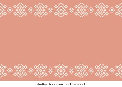 Ethnic geometric seamless fabric pattern Cross Stitch.Ikat embroidery oriental Pixel pattern  rose pink gold background. Abstract,vector,illustration. Texture,Cross Stitch,frame,decoration wallpaper.