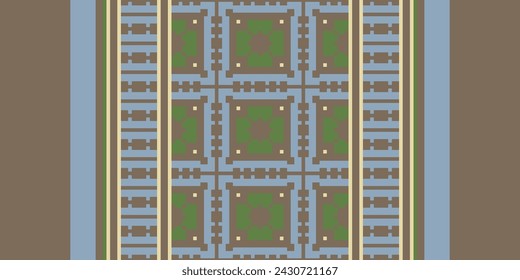 Patrón de tela sin costura geométrica étnica Punto de cruz. Ikat Bordado Oriental Pixel Patrón Crema De Fondo. Resumen, vector, ilustración. Textura, punto de cruz, bufanda, decoración, motivos, papel pintado.