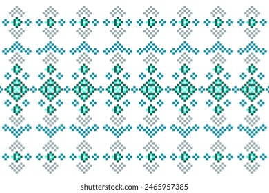 Patrón de tela sin costuras geométricas étnicas Cross Stitch.Ikat bordado oriental Pixel patrón. Textura, punto de cruz, bufanda, decoración, Fondo de pantalla de alfombra.