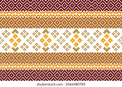Ethnic geometric seamless fabric pattern Cross Stitch.Ikat embroidery oriental Pixel pattern. Texture,Cross Stitch,scarf,decoration,carpet wallpaper.