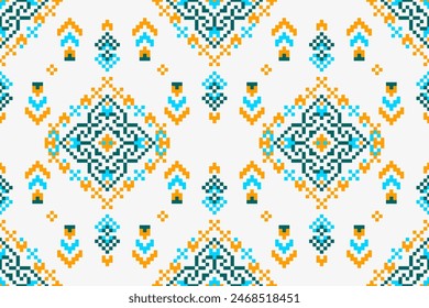 Ethnic geometric seamless fabric pattern Cross Stitch.