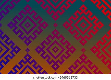 Ethnic geometric seamless fabric pattern Cross Stitch.