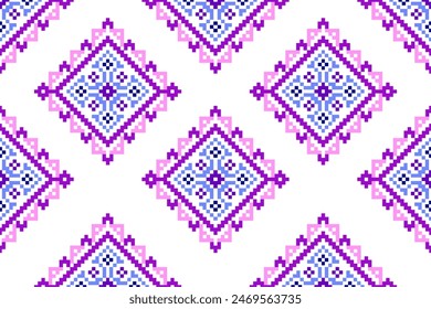 Ethnic geometric seamless fabric pattern Cross Stitch.