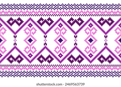 Ethnic geometric seamless fabric pattern Cross Stitch.