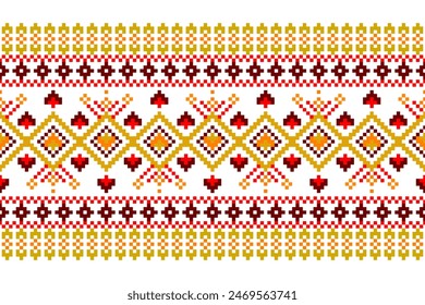 Ethnic geometric seamless fabric pattern Cross Stitch.