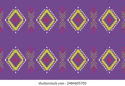 Ethnic geometric seamless fabric pattern Cross Stitch.Ikat embroidery. Abstract,vector,illustration. Texture,Cross Stitch,frame,decor,motifs,wallpaper.