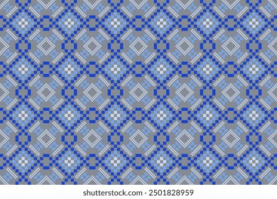 Ethnic geometric seamless fabric pattern ,Cross Stitch ,Pixel pattern embroidery oriental ,Decoration ,Background ,Vector ,Abstract ,illustration ,Texture ,Carpet ,Wallpaper ,Cross stitch ,ethnic 