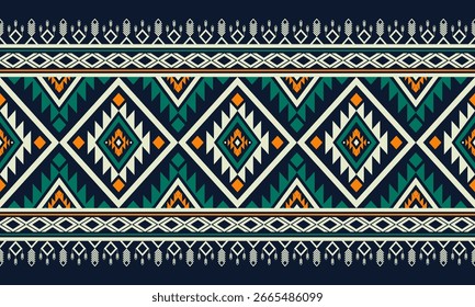 Ethnic geometric seamless pattern. ethnic pattern. Aztec pattern. Design for fabric, clothes, decorative paper, wrapping, embroidery, batik, curtain, carpet, clothing, wallpaper, vector illustration