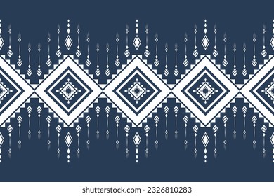 patrón geométrico étnico sin costuras. Fondo azul geométrico. Diseño para tela, ropa, papel decorativo, envoltura, bordado, ilustración, vector, patrón batik, patrón étnico, patrón azteca