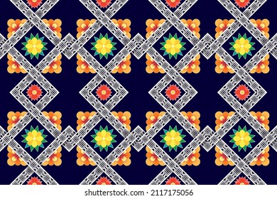 Ethnic geometric seamless pattern design. Tribal turkey African Indian traditional embroidery vector illustrations background. Aztec fabric carpet mandala ornament chevron textile decoration wallpaper
