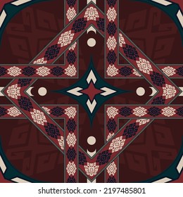 Ethnic geometric. Seamless pattern. Mexican blanket, rug. Woven carpet illustration.