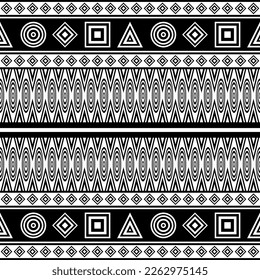 Ethnic geometric seamless pattern monochrome color.