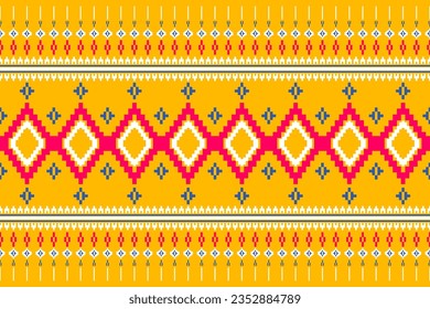 Ethnic geometric seamless pattern. Geometric on yellow background. Design for fabric, clothes, decorative paper, wrapping, textile, embroidery, illustration, vector, tribal pattern